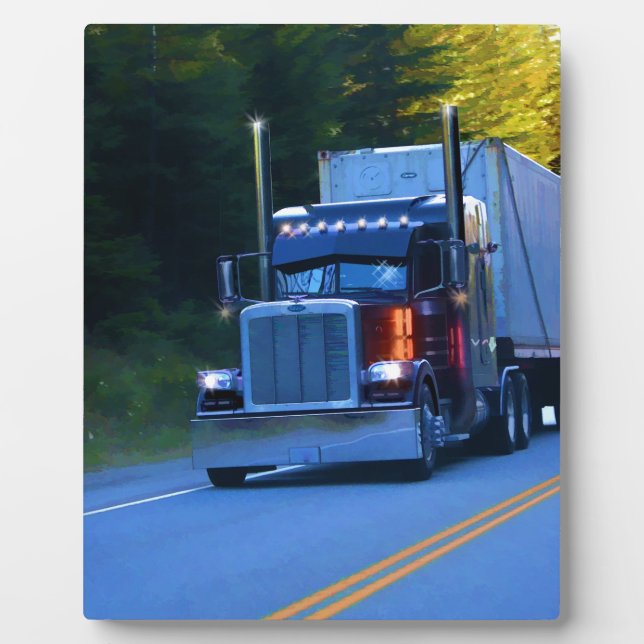 Truckers, Big Rig Cargo Truck Art Plaque (Front)