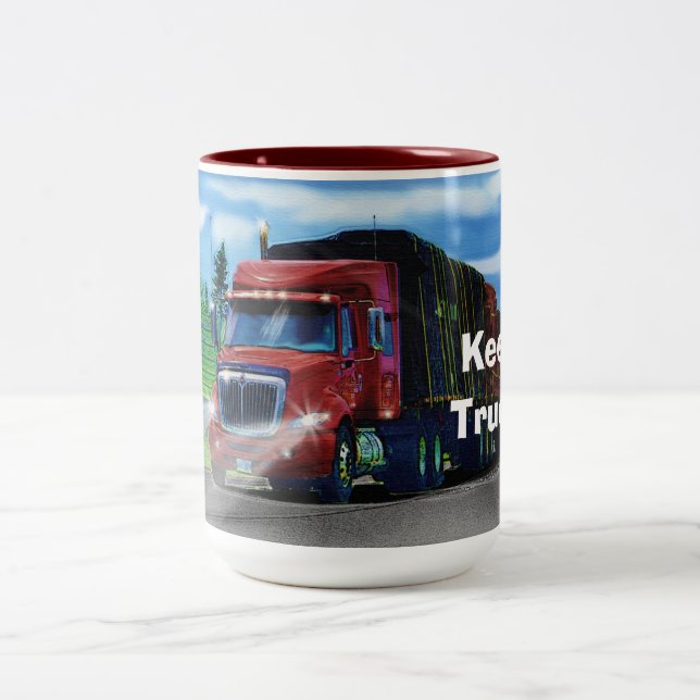 Truckers Big Rig Cargo Truck Coffee Mug (Center)