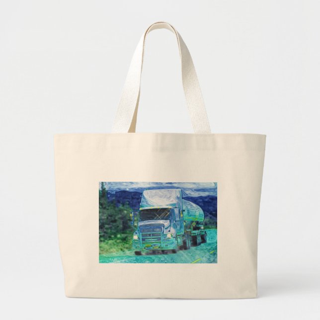 Truckers Big Rig Heavy Transport Gift Large Tote Bag (Front)