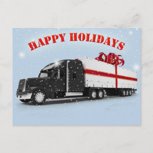 Trucker's Happy Holidays Postcard