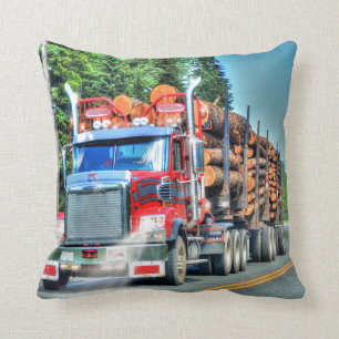 Truckers Logging Truck Lorry Heavy Transport Gift Throw Pillow