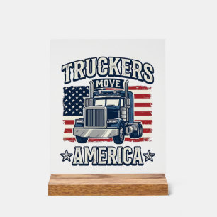 Truckers Move America Vintage Truck Shirt Design_1 Acrylic Sign