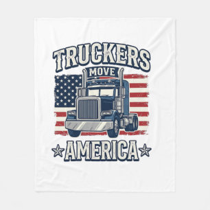 Truckers Move America Vintage Truck Shirt Design_1 Fleece Blanket