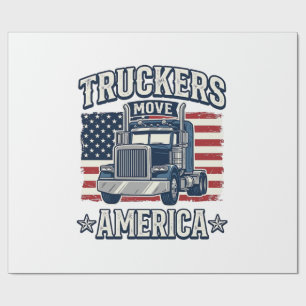 Truckers Move America Vintage Truck Shirt Design_1 Wrapping Paper