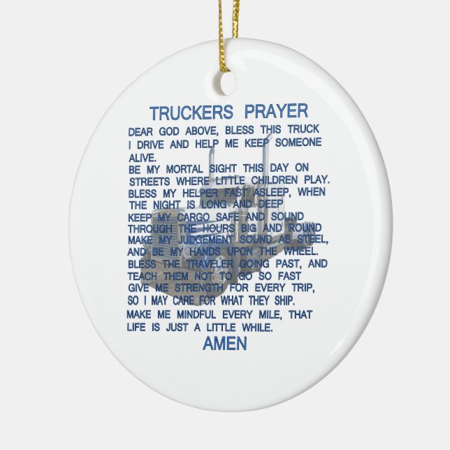 Truckers Prayer Ceramic Ornament (Left)