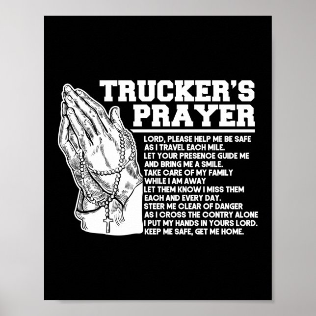 Trucker's Prayer Truck Driver Poster (Front)