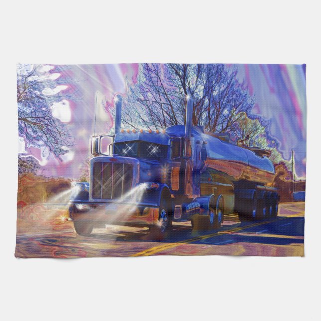 Truckers Tanker Lorry Heavy Transport Gift Kitchen Towel (Horizontal)