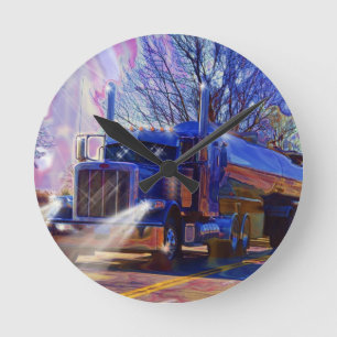 Truckers Tanker Lorry Heavy Transport Gift Round Clock