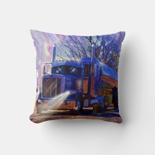 Truckers Tanker Lorry Heavy Transport Gift Throw Pillow (Front)
