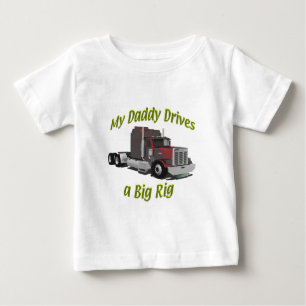 Truckers - Teamsters - Maroon Big Rig - Dad Baby T-Shirt