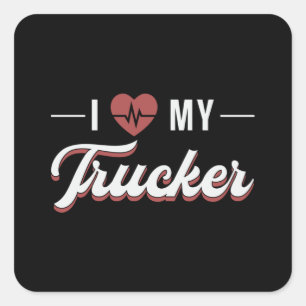 Truckers Wife I Love My Trucker Wife Love Funny Square Sticker