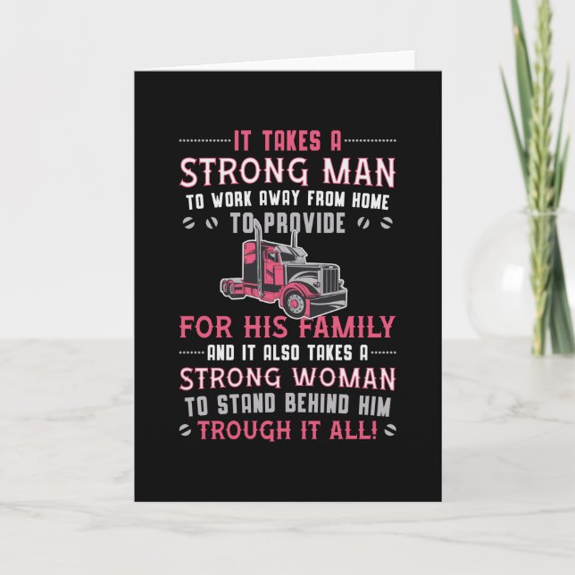Truckers Wife Work Away From Home Truck Driver Card (Front)