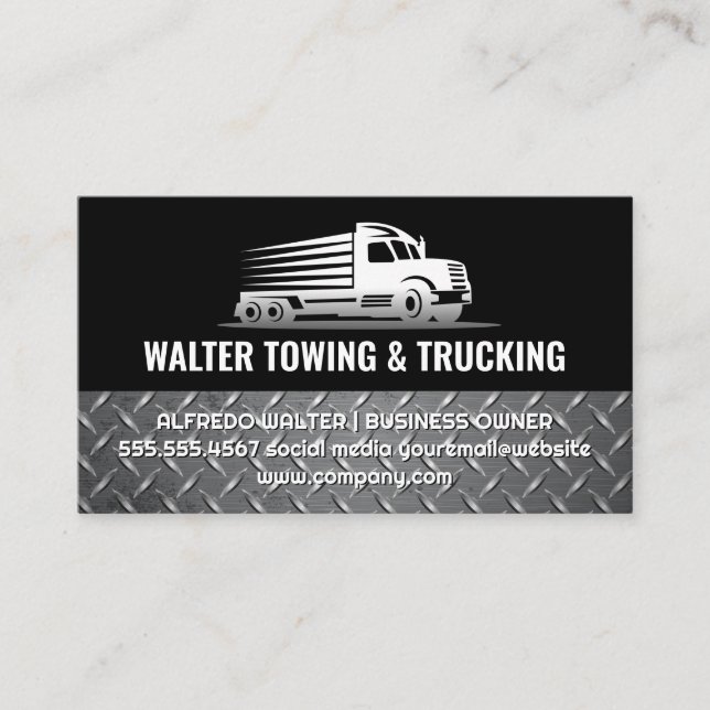 Trucking Logo | Steel Trim Business Card (Front)