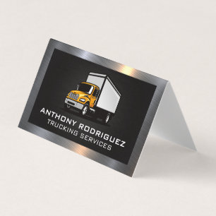 Trucking Services   Metallic Border Business Card