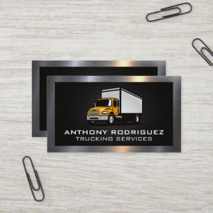 Trucking Services   Metallic Border Business Card