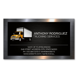 Trucking Services   Metallic Border Magnetic Business Card