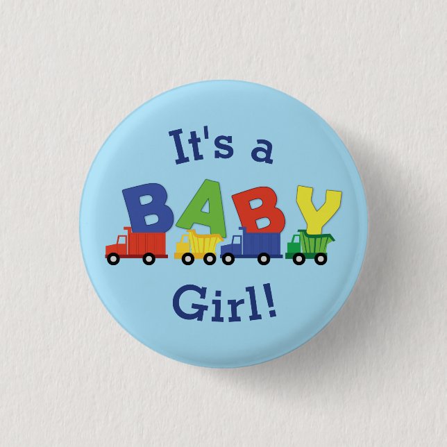 Trucks Baby Shower 1 Inch Round Button (Front)