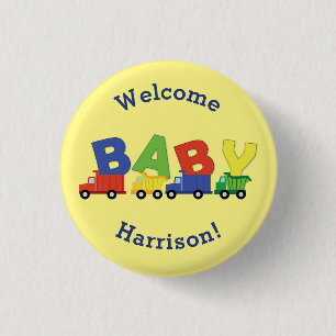 Trucks Baby Shower 1 Inch Round Button