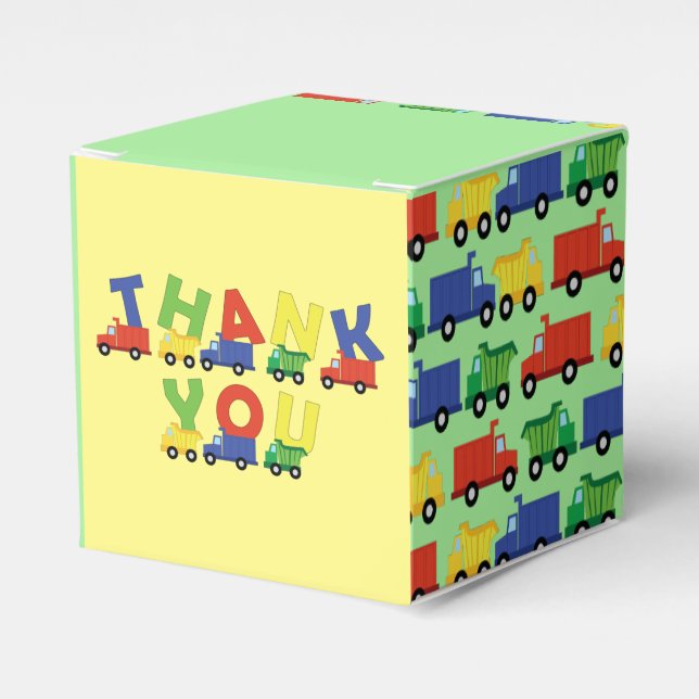 Trucks Baby Shower Favor Box (Front Side)