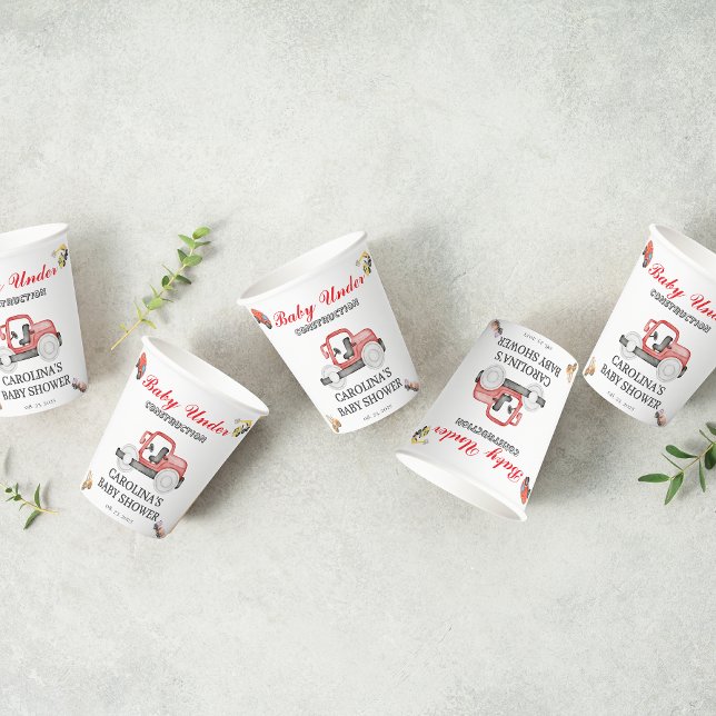 Trucks baby under construction baby shower paper cups (Creator Uploaded)