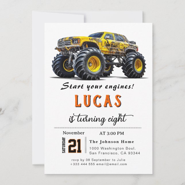 Trucks Birthday Party Invitation (Front)