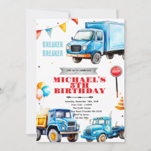 Trucks birthday party theme invitation