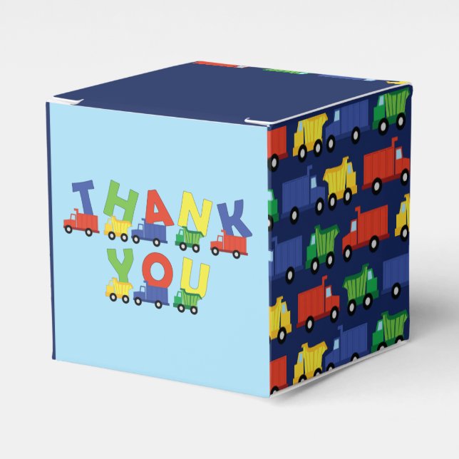Trucks Boy Baby Shower Construction Cute Favor Box (Front Side)