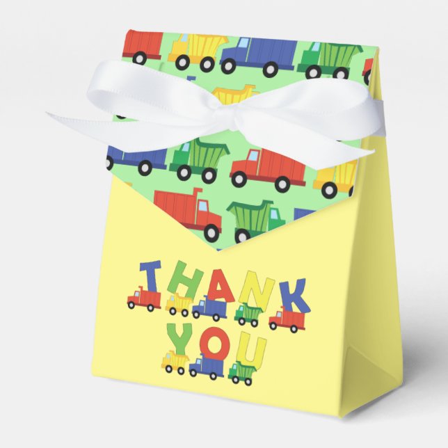 Trucks Boy Baby Shower Construction Cute Favor Box (Front Side)