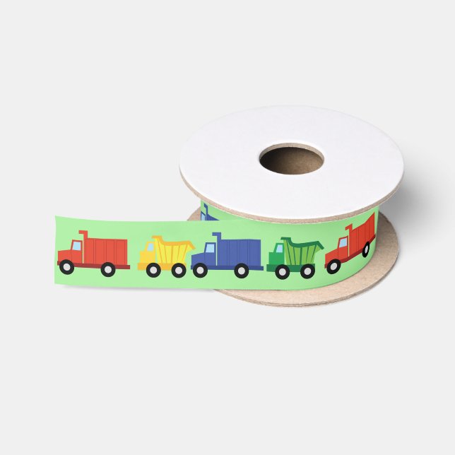 Trucks Boy Baby Shower Construction Cute Satin Ribbon (Spool)