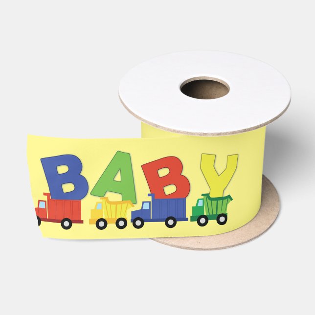 Trucks Boy Baby Shower Construction Cute Satin Ribbon (Spool)