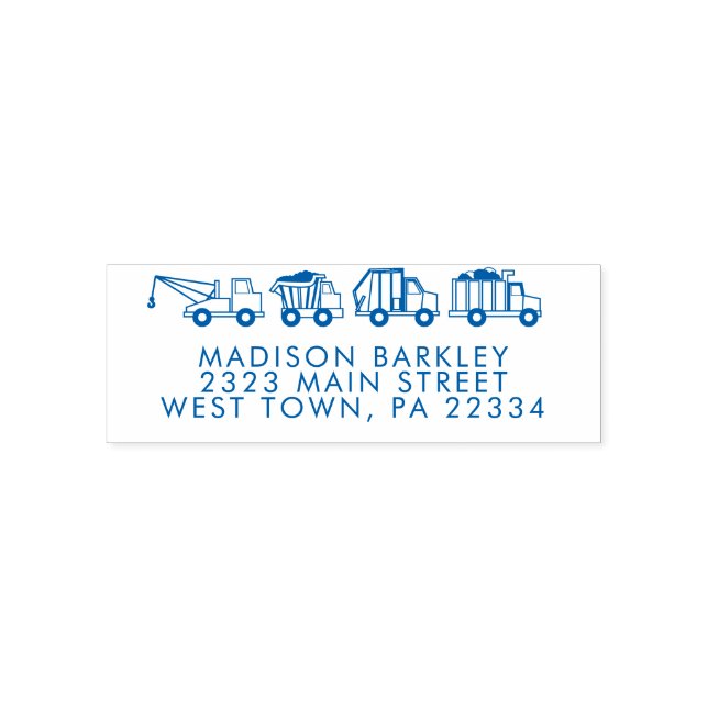 Trucks Boy's Cute Kid's Return Address Stamp (Design)