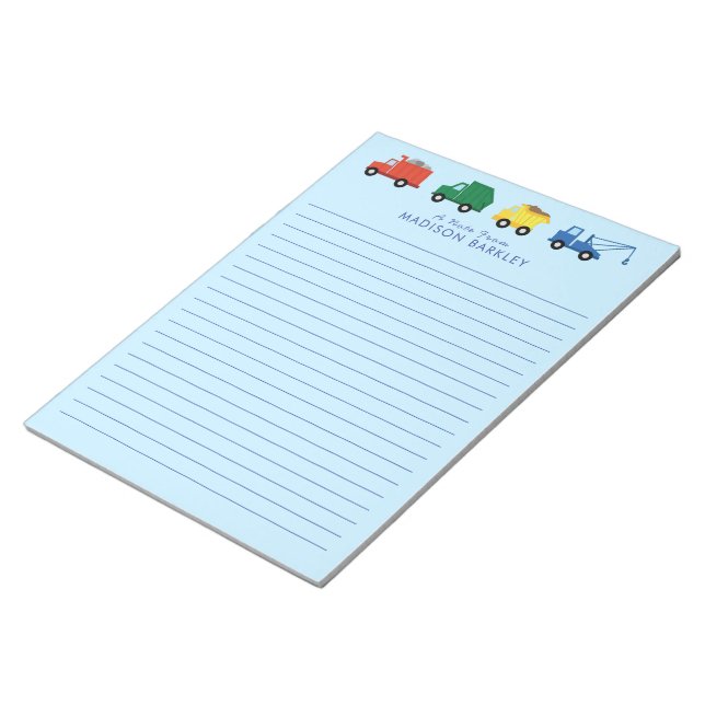 Trucks Boy's Cute Kid's Stationary Notepad (Angled)