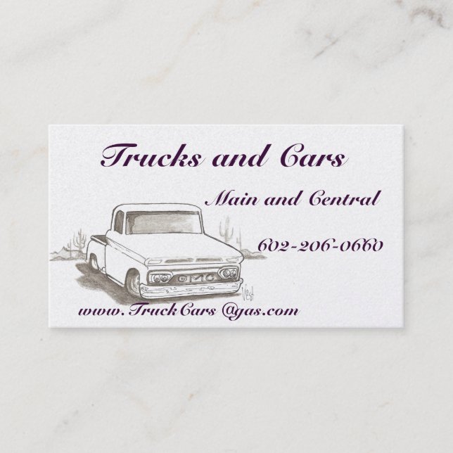 Trucks , Cars Business Cards (Front)