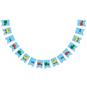 Trucks Cars Cute 1st Birthday Party Theme Bunting Flags