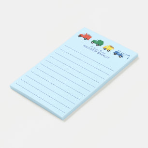 Trucks Construction Vehicles Boy's Cute Kid's Post-it Notes