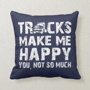 Trucks make me happy throw pillow