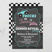 Trucks or Tiaras Gender Reveal Invitations