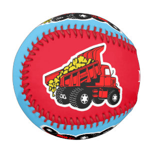 Trucks red Personalize boys name Baseball