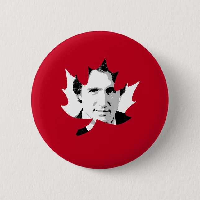 Trudeau Maple Leaf - White.png 2 Inch Round Button (Front)