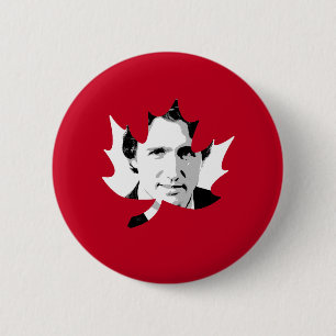 Trudeau Maple Leaf - White.png 2 Inch Round Button