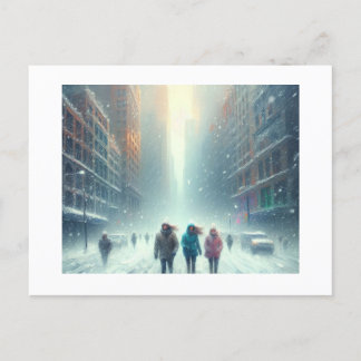 Trudging Through the City Snow,  Postcard