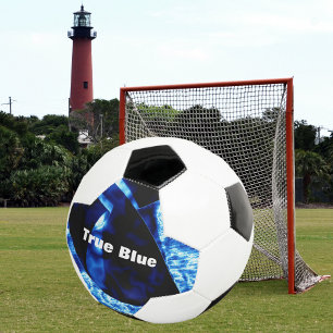 True Blue Abstract Customizable Soccer Ball