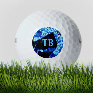 True Blue Edgy Abstract Personalized Initials Golf Balls