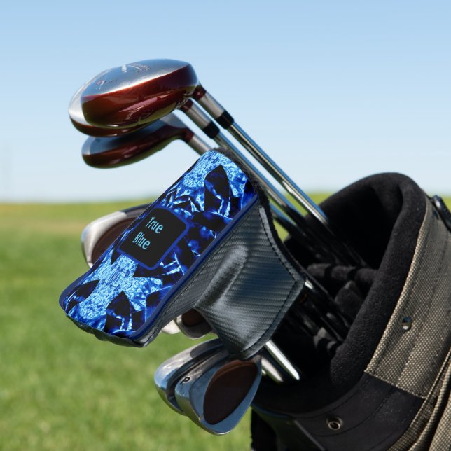 True Blue Edgy Abstract Personalized with Name Gol Golf Head Cover (In Situ)