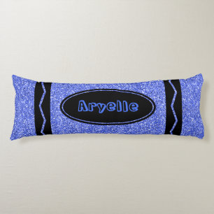 True Blue Glitter Crayon Custom Name Body Pillow