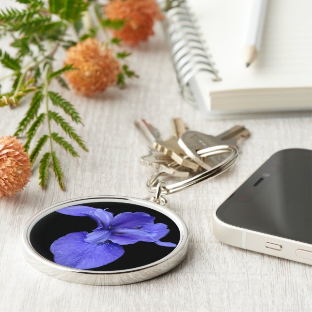 True Blue Iris Keychain (Side)