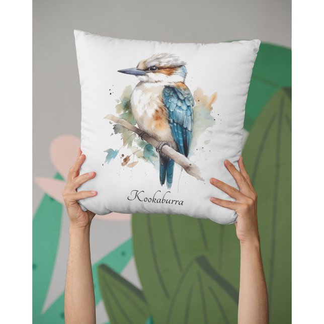 True Blue Kookaburra, custom Throw Pillow (Creator Uploaded)