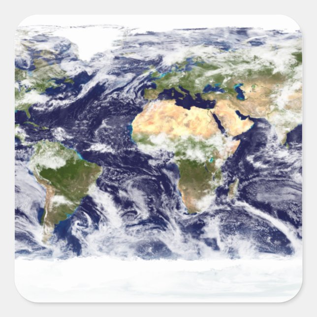 True-colour image of the entire Earth Square Sticker (Front)