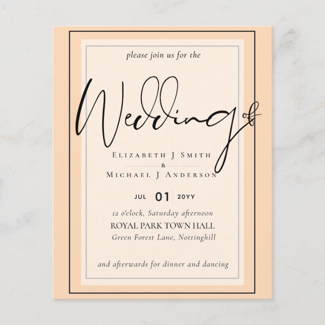 True Colour Script Typography Budget Wedding (Front)