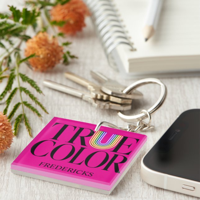 True Colours Editorial Custom Typography Design Keychain (Front Right)